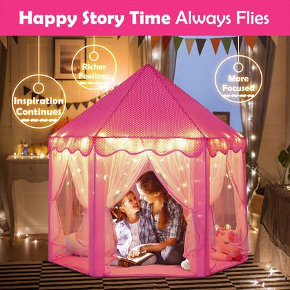 Imagem de Play Tent WilWolfer Princess Castle para meninas com luzes estelares