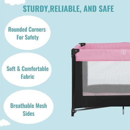 Imagem de Playard Dream On Me Zazzy portátil com berço rosa com colchão