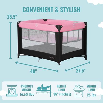 Imagem de Playard Dream On Me Zazzy portátil com berço rosa com colchão