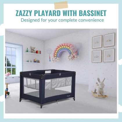 Imagem de Playard portátil Dream On Me Zazzy com berço azul marinho com colchão