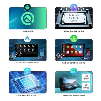 Imagem de Player Multimídia Automotivo Universal 7-10 Polegadas - GPS, Wi-Fi, CarPlay e Android Auto