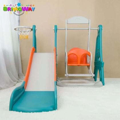 Imagem de Playground Infantil 3x1 Balanço Escorregador E Cesta De Basquete