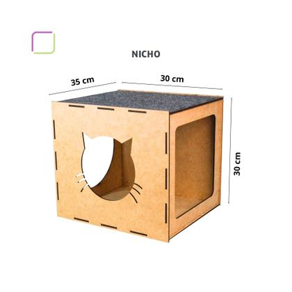 Imagem de Playground Para Gatos 9 Peças Brinquedo de Gato com Arranhador Nicho Ponte Degrau Rede em Mdf