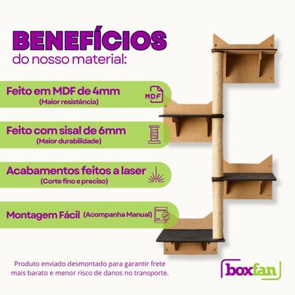 Imagem de Playground para Gatos com Escalada Arranhador Gato Sisal Escada e Prateleira Antiderrapante Diversão