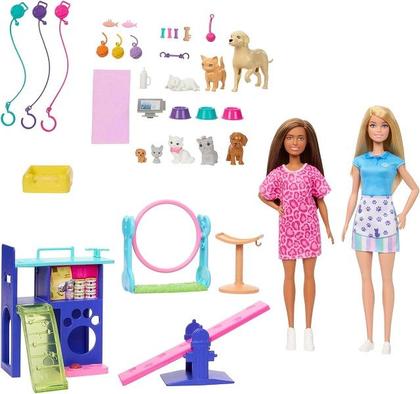 Imagem de Playset Barbie Pet Shop de Luxo Com 2 Bonecas 8 Pets e 20 Acessórios  Creche dos Animais - Mattel  HRG81