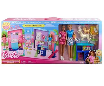 Imagem de Playset Barbie Pet Shop de Luxo Com 2 Bonecas 8 Pets e 20 Acessórios  Creche dos Animais - Mattel  HRG81