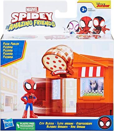 Imagem de Playset Com Boneco Spidey Amazing Friends Pizzaria - Spider-Man Aventura na Cidade - City Bloks - Hasbro