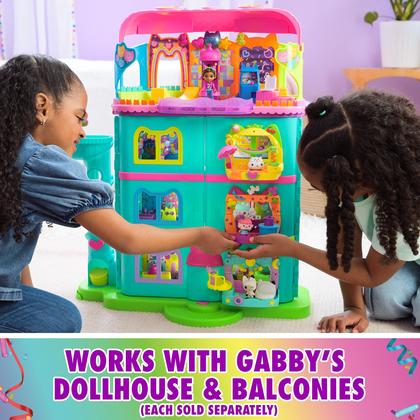 Imagem de Playset Gabby's Dollhouse Party Room com bonecos e acesso.