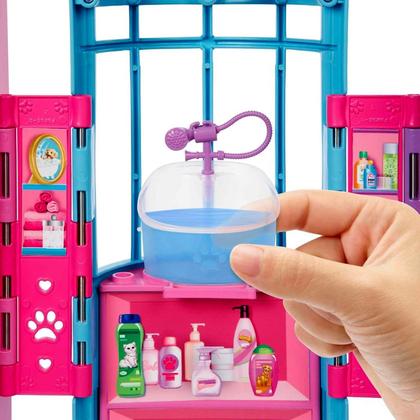 Imagem de Playset Grande Conjunto Creche Para Animais De Estimação Com Boneca Menina Barbie Profissões Cuidadora E Acessórios De Pet Shop Mini Animal Mattel