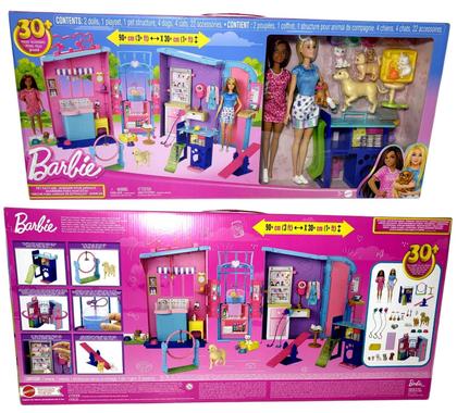 Imagem de Playset Grande Conjunto Creche Para Animais De Estimação Com Boneca Menina Barbie Profissões Cuidadora E Acessórios De Pet Shop Mini Animal Mattel