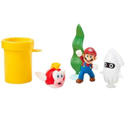 Imagem de Playset Super Mario Com 3 Figuras Diorama Aquático