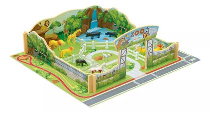 Imagem de Playset ZOOLÓGICO Em Madeira Brinquedo Com 12 Animais