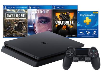 プレステ4 1TB Playstation 4 1TB 1 Controle Sony com 3 Jogos - Outros Games