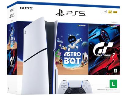 Imagem de PlayStation 5 Slim Disk 1TB 1 Controle Branco Sony com 2 Jogos