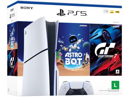Imagem de PlayStation 5 Slim Disk 1TB 1 Controle Branco Sony com 2 Jogos