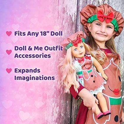 Imagem de Playtime por Eimmie Christmas Baking Set - Kids Christmas Apron & Chef Hat with Matching 18" Doll Accessories - Play Kitchen Accessories for Boys & Girls