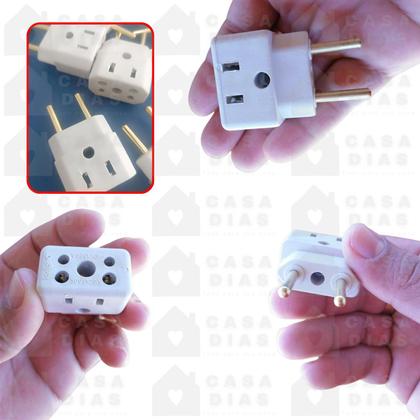 Imagem de Plug Adaptador De Tomada 10a 20a Bob 3 Pinos 2 Pinos Kit 5Unidades