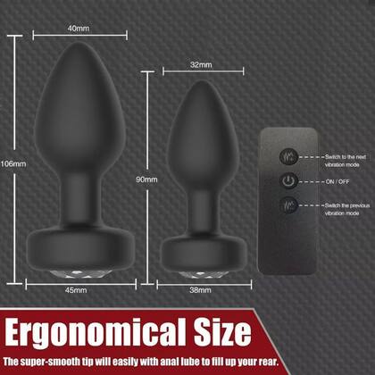 Imagem de Plug anal de silicone com Vibrador RECARREGÁVEL com CONTROLE REMOTO Potente 10 Velocidades e modos de vibração Estimulad