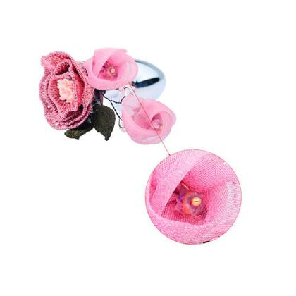 Imagem de Plug Anal Em Metal Com Flor Em Sua Base Tamanho Pequeno 7,6 X 2,7 Cm Cor: Rosa REF:MPA1318