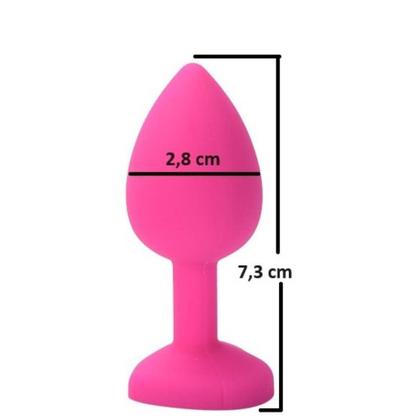 Imagem de Plug Anal Rosa de Silicone com Pedra: Tamanho P