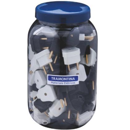 Imagem de Plug Angular 2P 10 A 250 V Preto/Branco Em Pote COM 78 UNIDADES Tramontina