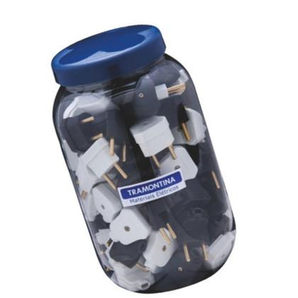 Imagem de Plug Angular 2P 10 A 250 V Preto/Branco Em Pote COM 78 UNIDADES Tramontina