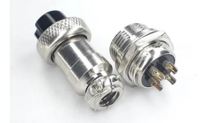 Plug Conector Metálico Mike Gx16 Para Painel 4 Pinos Cnc - Zx