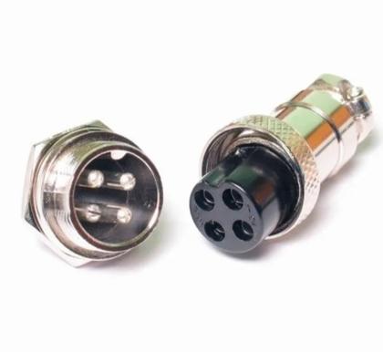 Plug Conector Metálico Mike Gx16 Para Painel 4 Pinos Cnc - Zx