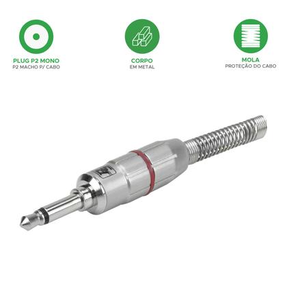 Imagem de Plug Conector P2 Macho Mono Profissional - Original