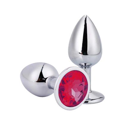 Imagem de Plug de metal p cromado com strass 6cm pedra vermelha