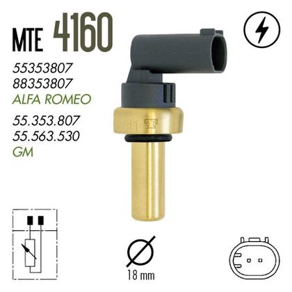 Imagem de Plug Eletronico Sensor Temperatura Agua Alfa Romeo 159 2007 A 2011 / Cruze 2012 A 2017 / Sonic 2012 A 2015 / Tracker 2014 A 2017 mte 4160