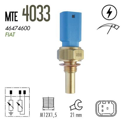Imagem de Plug Eletronico Sensor Temperatura Agua Fiorino 2004 A 2004 / Lancer 1999 A 1999 / Palio 1997 A 2004 / Siena 1997 A 2016 / Strada 1999 A 2004 MTE 4033