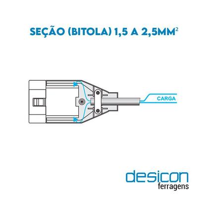 Imagem de Plug Fêmea 2 Pinos Fame 20A 250V Cinza