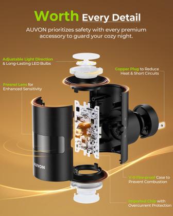 Imagem de Plug-in de LED de tubo AUVON de luz noturna com sensor de movimento, pacote com 2