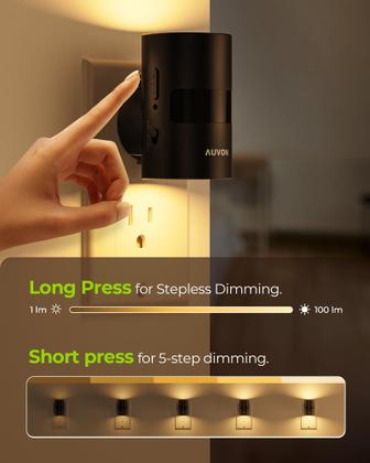 Imagem de Plug-in de LED de tubo AUVON de luz noturna com sensor de movimento, pacote com 2