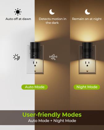 Imagem de Plug-in de LED de tubo AUVON de luz noturna com sensor de movimento, pacote com 2