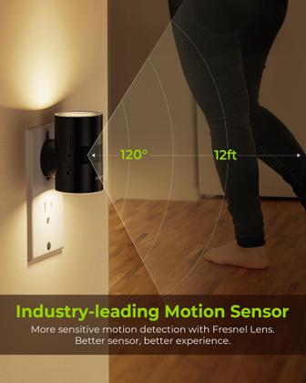 Imagem de Plug-in de LED de tubo AUVON de luz noturna com sensor de movimento, pacote com 2