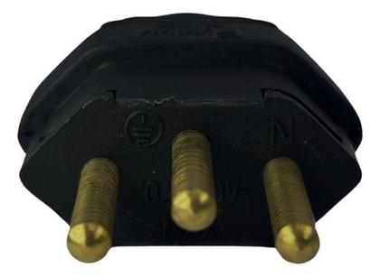 Imagem de Plug Macho Tomada 3 Pinos 250v Bivolt Preto 10a