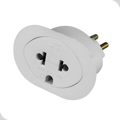 Imagem de Plug Tomada T Adaptador 2P+T Universal 10A 250V Branco