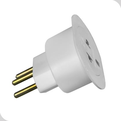 Imagem de Plug Tomada T Adaptador 2P+T Universal 10A 250V Branco