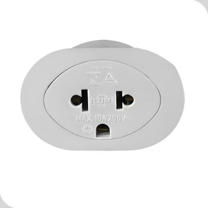 Imagem de Plug Tomada T Adaptador 2P+T Universal 10A 250V Branco