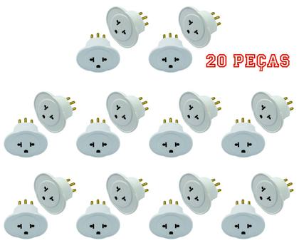 Imagem de Plugue Adaptador Cinza 10A 2 P+T Maciços Radial Com 20 Peças