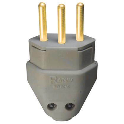 Imagem de Plugue de Tomada Macho 2 Pontas T Cinza Radial 20a