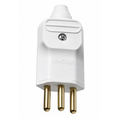 Imagem de Plugue Desmontável 2P + T 180º 10A Com Prensa Cabos Branco MarGirius