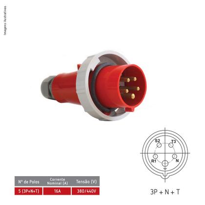 Imagem de Plugue industrial 3p+n+t 16a 380/440v ip67 strahl - pa5076
