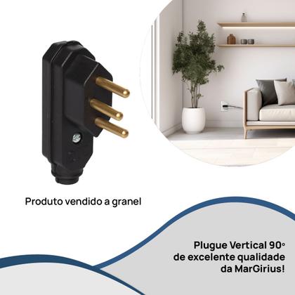 Imagem de Plugue Macho 90º 2p+t 10a 250v Vertical Preto MarGirius