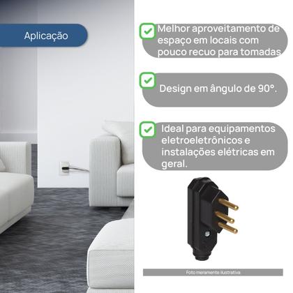 Imagem de Plugue Macho 90º 2p+t 10a 250v Vertical Preto MarGirius