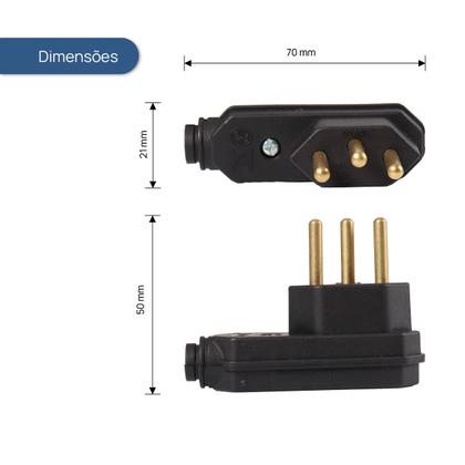 Imagem de Plugue Macho 90º 2p+t 10a 250v Vertical Preto MarGirius