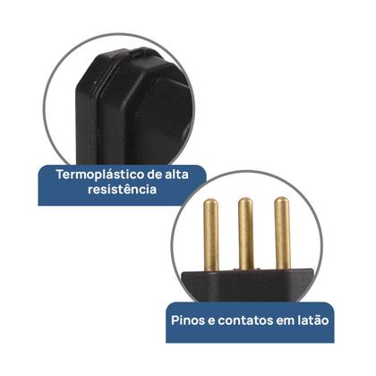 Imagem de Plugue Macho 90º 2p+t 10a 250v Vertical Preto MarGirius