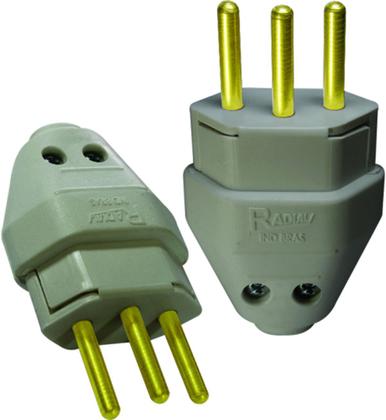 Imagem de Plugue Macho Cinza 20a 2P+T Maciço Radial Kit com 10 peças